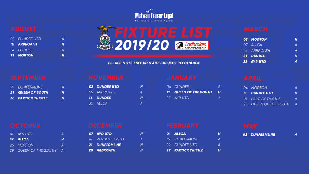 2019/20 League Fixtures - ICTFC